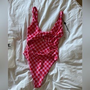 Skatie Chloe one piece swimsuit Pink and Red checker
